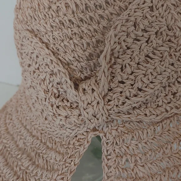 Pale Pink Bow Straw Hat - Picture 4 of 5